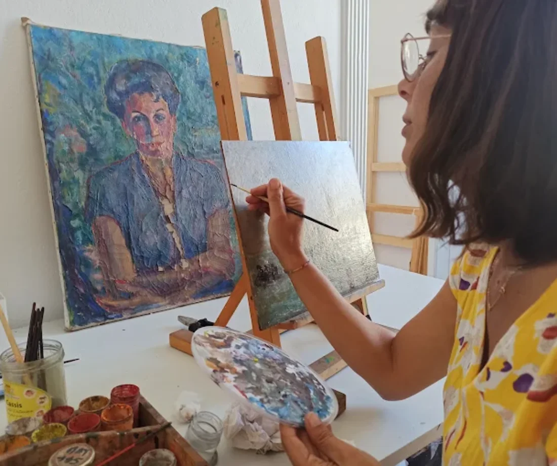 Documentation de restauration de tableau à Nice, suivi photographique des différentes étapes.