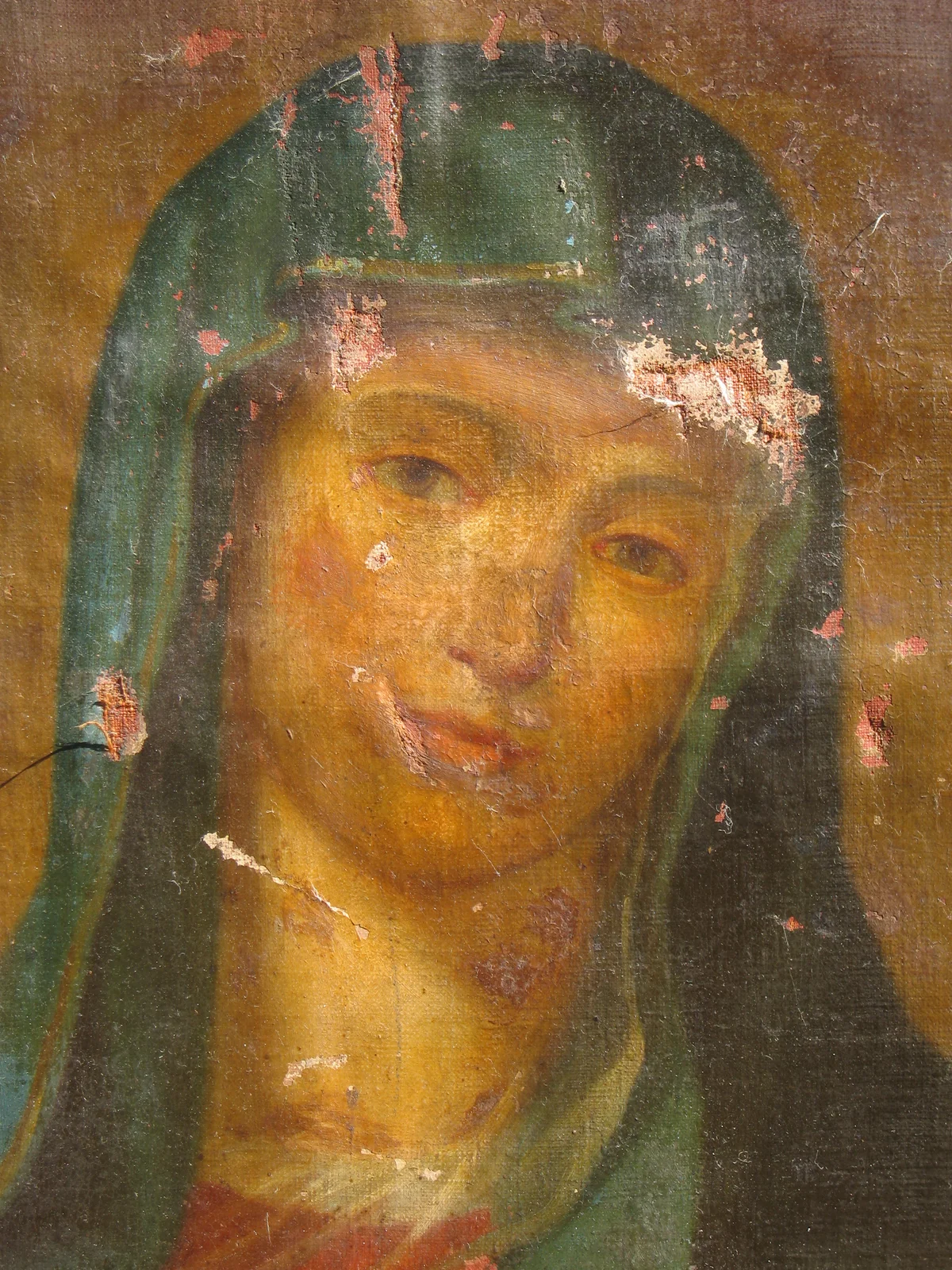 Portrait de Vierge avant restauration